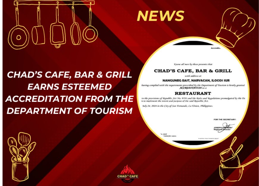 Chad’s Cafe, Bar & Grill Earns Esteemed Accreditation from the Department of Tourism